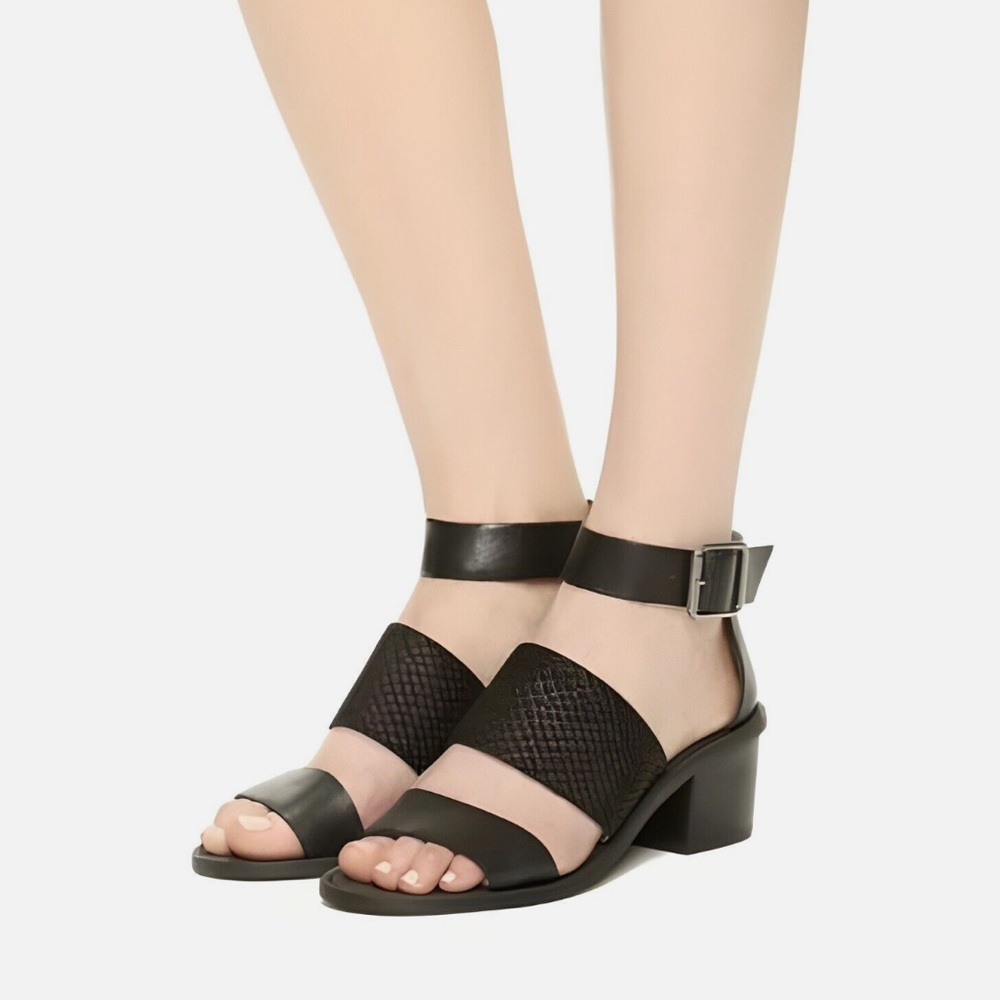 Madewell Black Leather Block Heel Sandals
